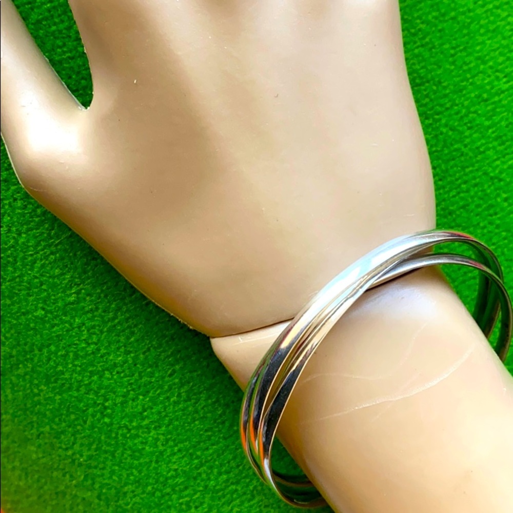 Sterling Silver Triple Rolling Bangle Bracelet - image 3